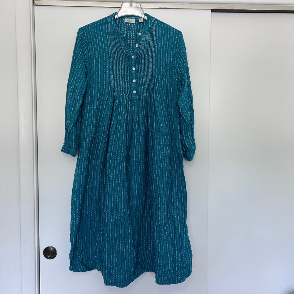 L.L. Bean Long Sleeve Dress teal